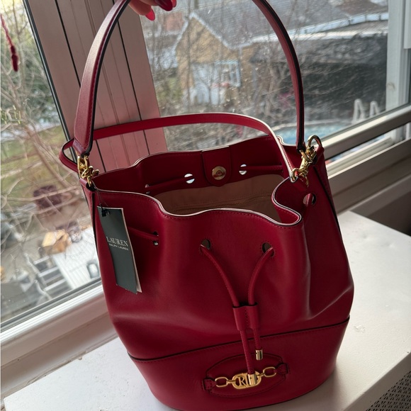 Ralph Lauren Red Leather Bucket Bag - Picture 8 of 10
